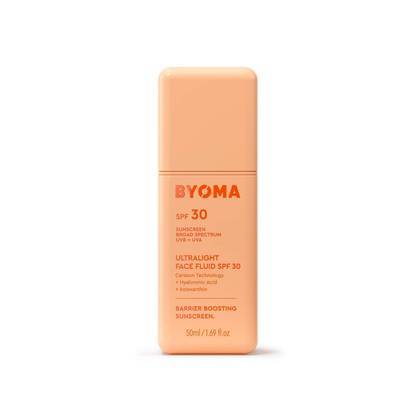 BYOMA Liquid Face Fluids - SPF 30 - 1.69 fl oz: Vegan Daily Moisturizer, Unscented Cream for Combination Skin
