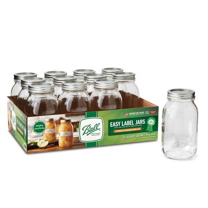 Ball 12ct 32oz Smooth Glass Mason Jar with Lid and Band