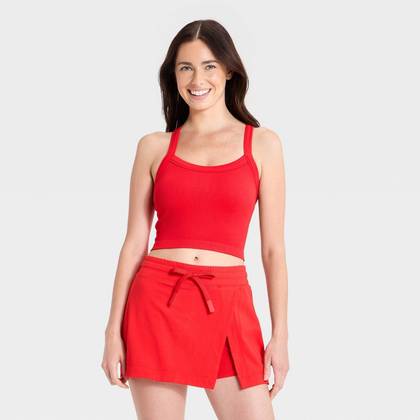 Women's Seamless Cropped Support Tank Top - JoyLab™ Red XXL