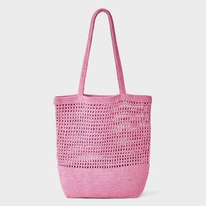 Netted Crochet Tote Bag - Shade & Shore™ Pink