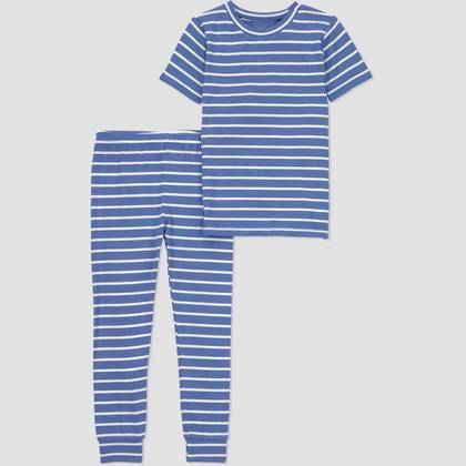 Carter's Just One You® Toddler Boys' 2pc Short Sleeve Comfy Soft Snug Fit Striped Pajama Set - Navy Blue 5T