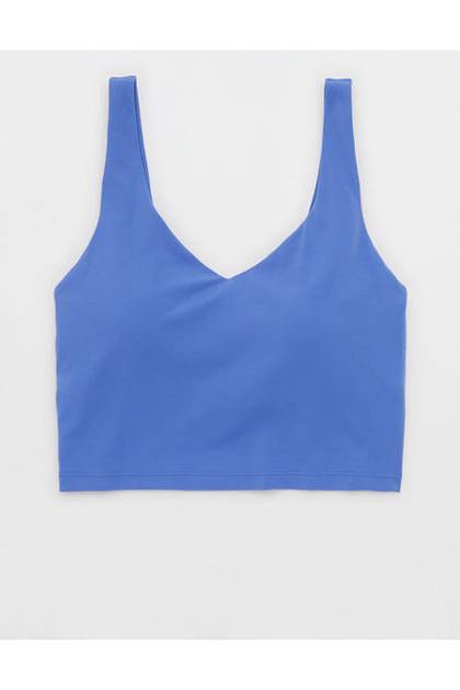 OFFLINE By Aerie Real Me Low Key Longline Sports Bra Ice Blue
