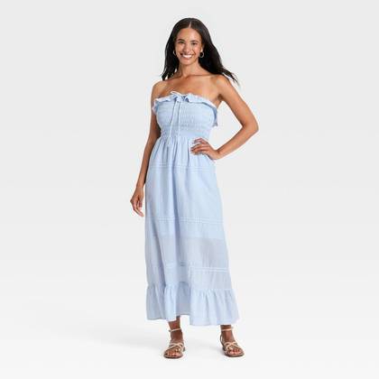 Women's Cotton Maxi Pullover Sundress - Universal Thread™ Blue XS