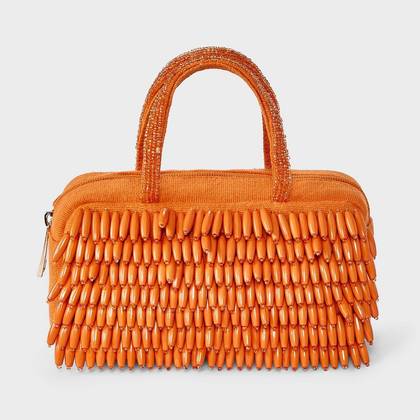 Hand Beaded Fringe Satchel Mini Bag - A New Day™ Orange