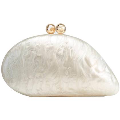 Narwey Acrylic Pearl Clutch Purses Women Shell-shaped Evening Handbag