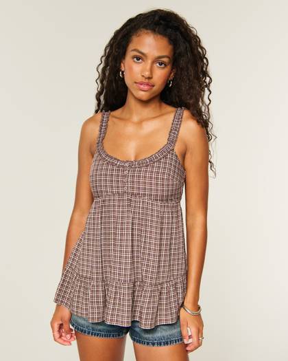 Ruffle Trim Tunic Babydoll Top