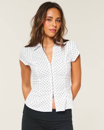 Ruched Short-Sleeve Shirt