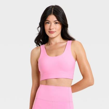 Women's Everyday Soft Medium Support Longline Sports Bra - All In Motion™ Pink M