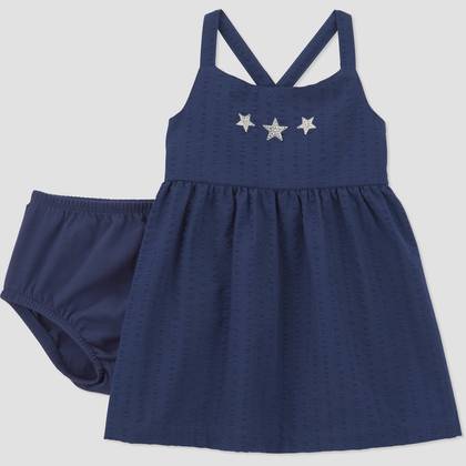 Carter's Just One You® Baby Girls' Star 4th of July Dress - Navy Blue Newborn