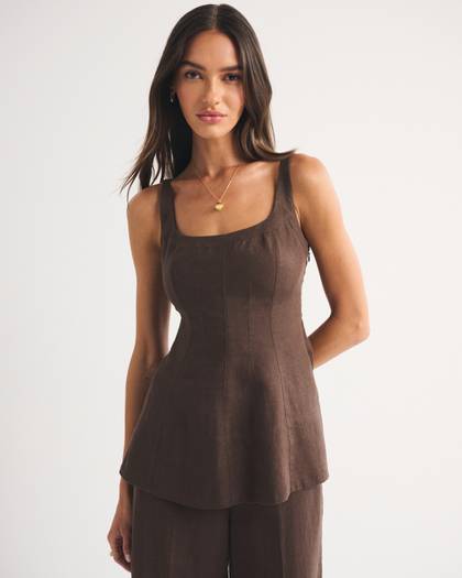 100% Linen Peplum Top