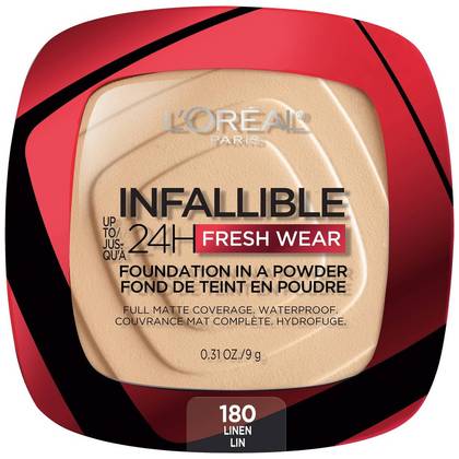 L'Oreal Paris Infallible Up to 24H Fresh Wear Foundation in a Powder - 180 Linen - 0.31oz