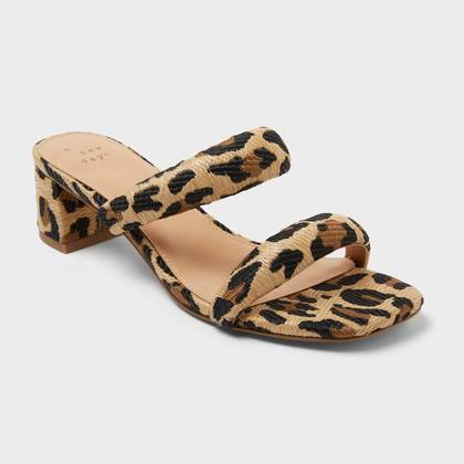 Women’s Tilda Puffy Strap Block Heels with Memory Foam Insole - A New Day™ Light Brown 7