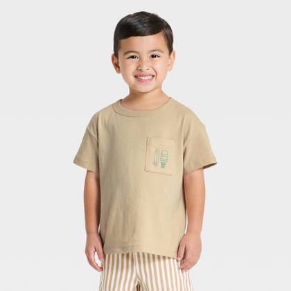 Toddler Boys' Scoop Shack Oversized T-Shirt - Cat & Jack™ Beige 4T