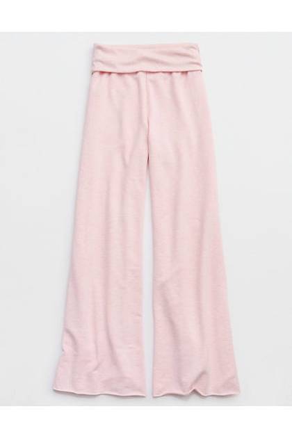 OFFLINE By Aerie OTT Fleece Super Wide Leg Foldover Pant Club Pink