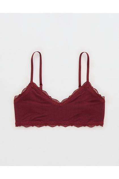 Superchill Modal Lace Trim Bralette Deep Ruby