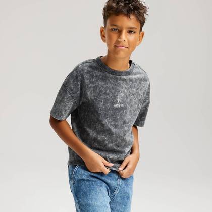 Boys' Short Sleeve Spider-Man Acid Wash Oversized Graphic T-Shirt - Cat & Jack™ Charcoal Gray L