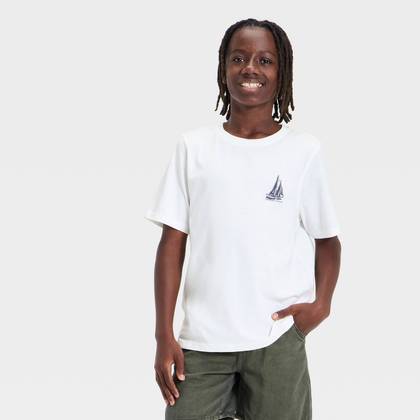 Boys' Oversized Sailboat Graphic T-Shirt - art class™ White L