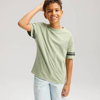 Boys' Short Sleeve Seamed Washed T-Shirt - Cat & Jack™ Olive Green L