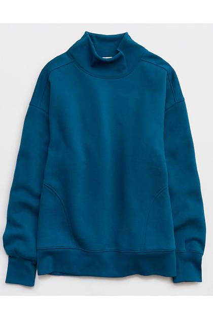 OFFLINE By Aerie Cloud Fleece Oversized Mockneck Sweatshirt Twilight Blue