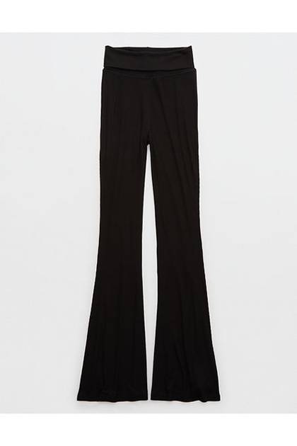 Aerie Real Soft® Foldover Flare Pant True Black