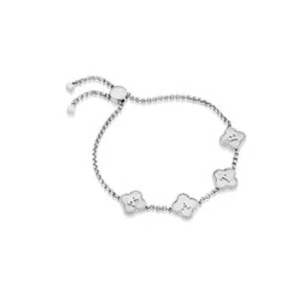 Pearl Clover Custom Name Bracelet (Silver)