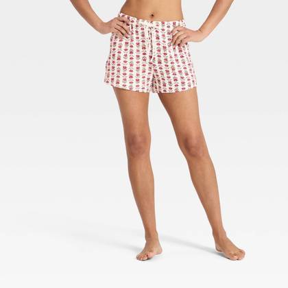 Women's Cloud Knit Pajama Shorts - Auden™ Pink Floral L