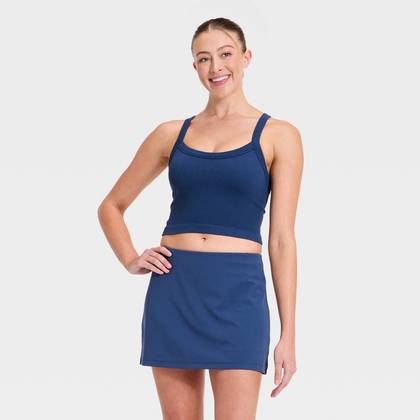 Women's Seamless Cropped Support Tank Top - JoyLab™ Dark Blue S