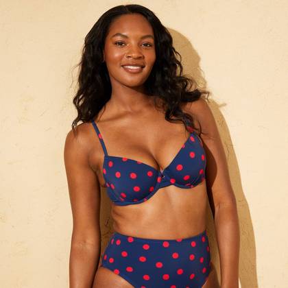 Women's Polka Dots Underwire Bikini Top - Shade & Shore™ Navy Blue 34B