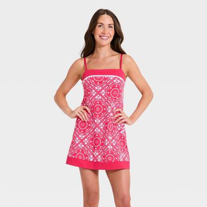 Women's Everyday Soft Active Court Dress - All In Motion™ Red Bandana Print S