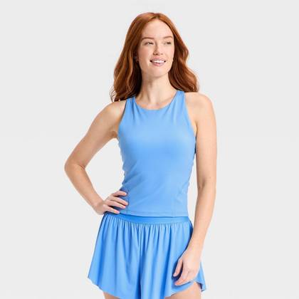Women's Super Flex High Neck Racerback Support Tank Top - All In Motion™ Blue L