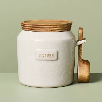 29 fl oz Ceramic Stoneware Core Coffee Storage Canister Sour Cream - Hearth & Hand™ with Magnolia
