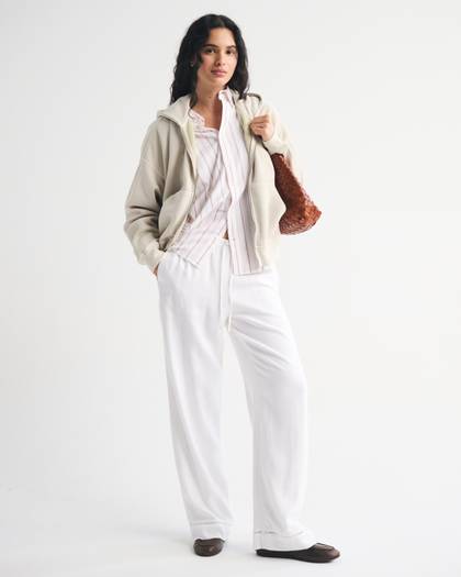 A&F Gemma Linen-Blend Wide Leg Pull-On Pant
