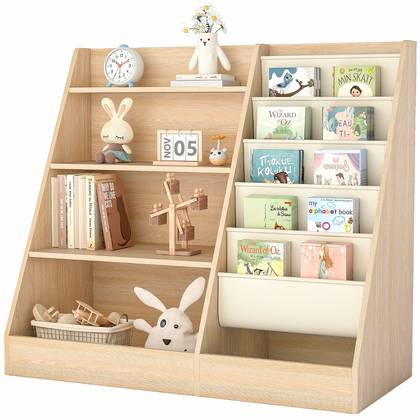 Kids Bookshelf and Toy Storage Organizer 4-Tier, Yellow