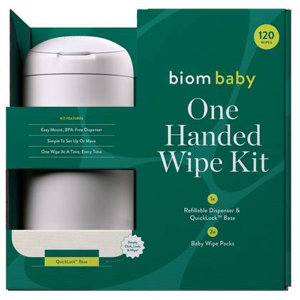Biom 99% Water Hypoallergenic Baby Starter Kit - White - Fragrance Free - 120 wipes: Face, Hands, Nose, Whole Body, Diaper Area
