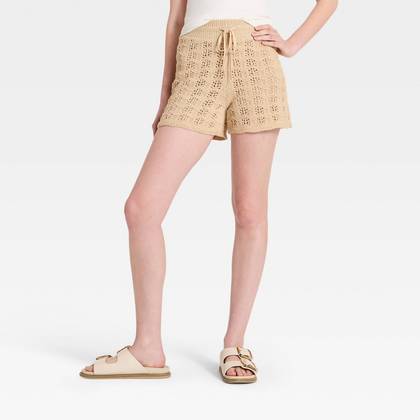 Women's High-Rise Sweater Shorts - Universal Thread™ Tan L