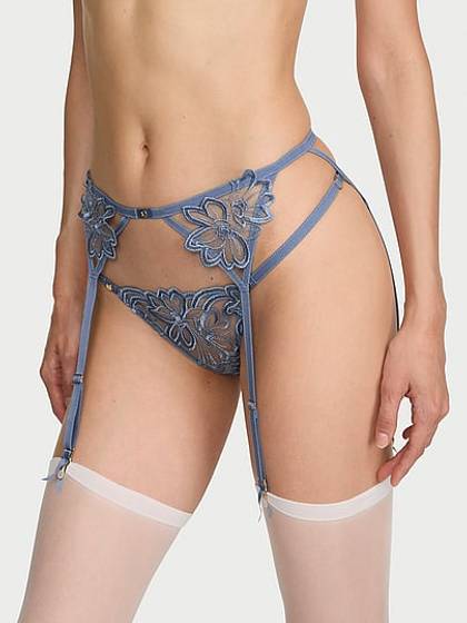 Denim Embroidery Garter Belt