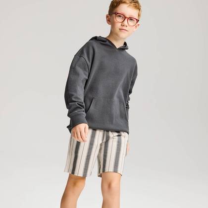 Boys' Pull-On 'At the Knee' Knit Shorts - Cat & Jack™ Ivory Stripe L