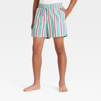 Boys' Retro Pinstripe Swim Trunks with Built in Boxers - art class™ Blue/Red/Cream XS