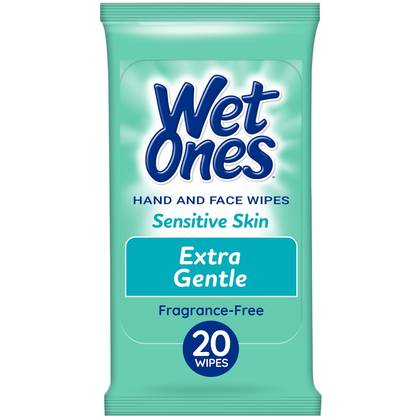 Wet Ones Sensitive Skin Hand Wipes Travel Pack - Fragrance Free - 20ct: Hypoallergenic, Dye-Free, Paraben-Free