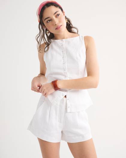 100% Linen High Rise Short