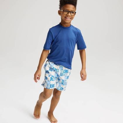 Boys' Short Sleeve Rash Guard Swim Shirt - Cat & Jack™ Navy Blue S