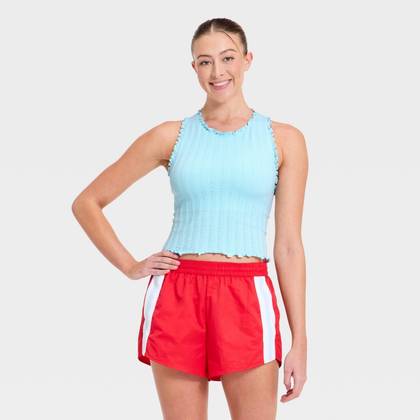 Women's Textured Ribbed Seamless Support Tank Top - JoyLab™ Light Blue M