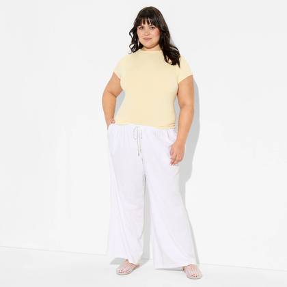 Women's Low-Rise Baggy Leg Linen Pull-On Pants - Wild Fable™ White L