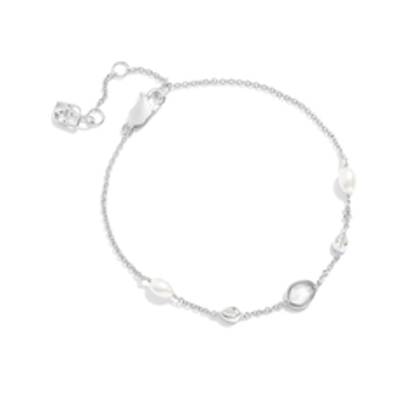 Modern Elegance Quartz & Pearl Bracelet (Silver)