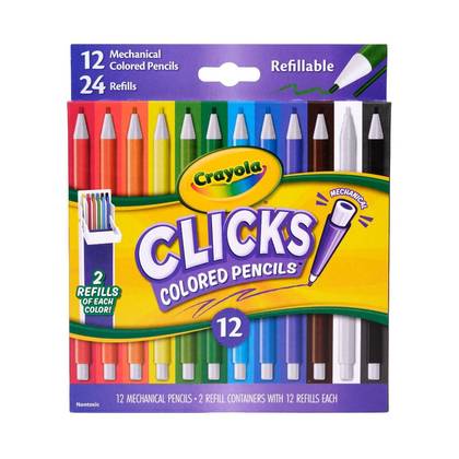Crayola 12ct CLICKS Mechanical Colored Pencils, Art School Supplies, Gifts for Teachers and Kids, Ages 8+
