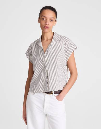 Notch-Collar Shirt in Seersucker