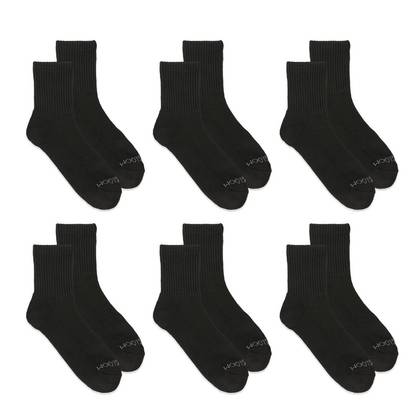 Fruit of the Loom Women's 6pk Mid Crew Socks - Black