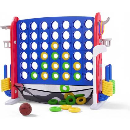 Giant Connect 4 Outdoor Yard Game, Adjustable Height with Basketball Hoop & Ring Toss