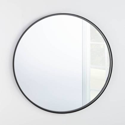34" Round Decorative Wall Mirror Black - Threshold™ designed with Studio McGee: Large, Wall-Mounted, Metal Frame