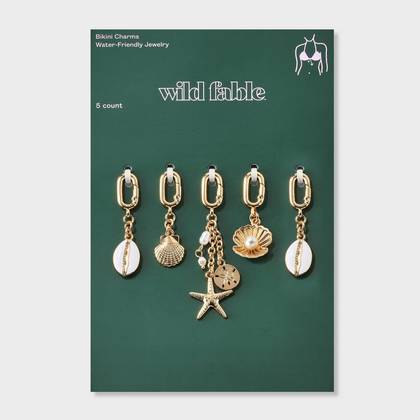 Women's Bikini Charm Collection 5pc Gold Charm Pack - Wild Fable™ Seashell Gold